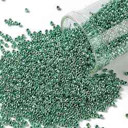 TOHO Round Seed Beads, Japanese Seed Beads, (PF561) PermaFinish Teal Aqua Metallic, 15/0, 1.5mm, Hole: 0.7mm, about 15000pcs/50g