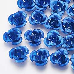 Aluminium-Perlen, 3-Blütenblatt Blüte, königsblau, 11~12x5.5 mm, Loch: 1 mm, ca. 950 Stk. / Beutel