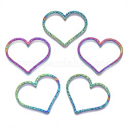 Rainbow Color 201 Stainless Steel Linking Rings, Cadmium Free & Nickel Free & Lead Free, Heart, 32.5x38x1.5mm