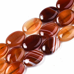 Chapelets de perles rouges en agate naturelle, ovale, 17~18x12~13x5~6mm, Trou: 1.2mm, Environ 22 pcs/chapelet, 15.35 pouce (39 cm)
