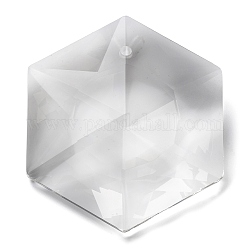 Vetro trasparente grandi ciondoli, sfaccettato, ciondoli esagonali, per lampadari pendenti in cristallo, chiaro, 98.5x86x26mm, Foro: 4.5 mm