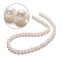Natural Cultured Freshwater Pearl Beads Strands, Round, Floral White, 8~9mm, Hole: 0.8mm, about 47pcs/strand, 14.76 inch