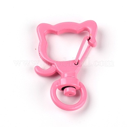 Einbrennlack-Schwenkverschlüsse aus Zinklegierung, Hundekopf, neon rosa , 34x23 mm, Bohrung: 4x8 mm