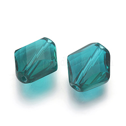Imitation österreichischen Kristallperlen, Klasse aaa, facettiert, Rhombus, blaugrün, 14~14.5x12x5~7 mm, Bohrung: 0.9~1 mm