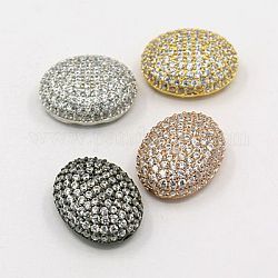 Perline in ottone zirconi, ovale, colore misto, 18x14x7mm, Foro: 2 mm
