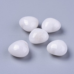 Natürlicher weißer Jade-Herz-Palmenstein, Taschenstein für energieausgleichende Meditation, 20x20x13~13.5 mm