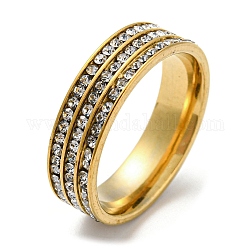 Vacío 304 anillos de banda ancha de acero inoxidable con rhinestone, dorado, nosotros tamaño 7 (17.3 mm)