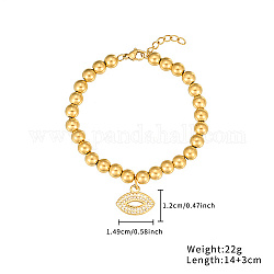 Braccialetti con perline di sfere di strass di cristallo in acciaio inossidabile con pendenti, oro, labbro, 5-1/2 pollice (14 cm), pendnat: 12x14.9mm