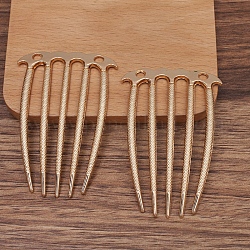 Alloy Hair Comb Findings, with Loops, Light Gold, 72x48mm