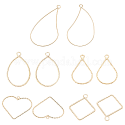 BENECREAT 48Pcs 6 Style Brass Pendants, Nickel Free, Heart & Teardrop & Rhombus, Real 18K Gold Plated, 8pcs/style