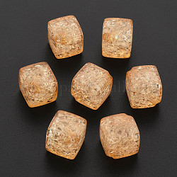 Transparent Crackle Acrylic Beads, Cube, Sandy Brown, 15.5x18x12mm, Hole: 2.5mm, about 275pcs/500g