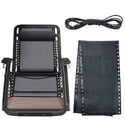 Housse de chaise en tissu rafa lin, avec des cordes en caoutchouc, noir, 1580~1590x425x3~4.1mm, Trou: 8.5mm