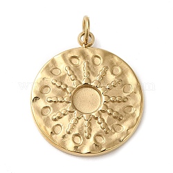 304 Stainless Steel Pendant Cabochon Settings, Flat Round, Real 14K Gold Plated, Tray: 3.8mm, 18x16x1.9mm, Hole: 2.7mm