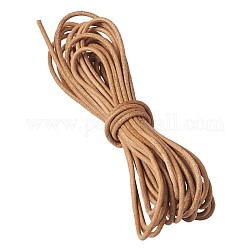 Cowhide Leather Cord, Leather Jewelry Cord, Jewelry DIY Making Material, Round, Chocolate, 2mm