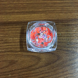 Glänzendes Nail Art Dekorationszubehör, mit Glitzerpulver und Pailletten, diy sparkly paillette Tipps Nagel, orange rot, 1~3.5x1~3.5 mm, ca. 0.8 g / Kasten