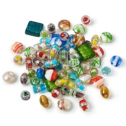 Craftdady perles de verre au chalumeau à la main en feuille d'argent, formes mixtes, couleur mixte, 11mm, 120 pcs / boîte