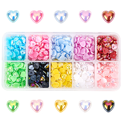 Cabujones de acrílico chgcraft, corazón, color mezclado, 7x7x2.5mm, 10 colores, 100 piezas / color, 1000 unidades / caja
