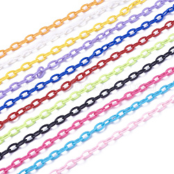 ABS-Kunststoff-Kabelketten, Oval, Mischfarbe, Link: 13x7~7.5x2 mm, 15.35~15.74 Zoll (39~40 cm)/Strang