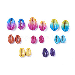 Kaurimuschel Perlen, gefärbt / Sprühfarbe, kein Loch / ungekratzt, Mischfarbe, 14.5~24x9~17x5~8 mm und 20~26x13~18x5~7 mm, 10 Stk. je Farbe, 80 Stück / Set