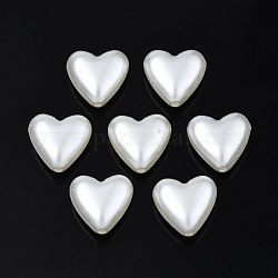 ABS Plastic Imitation Pearl Beads, Heart, Creamy White, 10x11x5.5mm, Hole: 1.5mm, about 1500pcs/500g