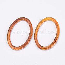 Anillos de enlace acrílico, ámbar imitación, oval, naranja oscuro, 56.5x36x3.5mm