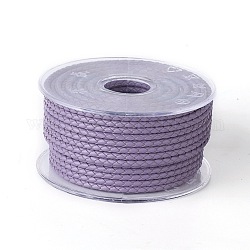 Cordón trenzado de cuero, cable de la joya de cuero, material de toma de diy joyas, lila, 3mm, alrededor de 10.93 yarda (10 m) / rollo