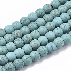 Chapelets de perles en turquoise synthétique, ronde, turquoise, 4mm, Trou: 1mm, Environ 90 pcs/chapelet