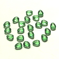 Imitazione branelli di cristallo austriaco, grado aaa, sfaccettato, lacrima, verde chiaro, 10x8x3.5mm, Foro: 0.9~1 mm