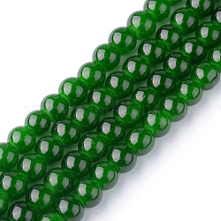 Fili di perline giada di vetro imitato, verniciatura a spruzzo, tondo, verde, 4mm, Foro: 1.1~1.3 mm, circa 200pcs/filo, 31.4 pollice