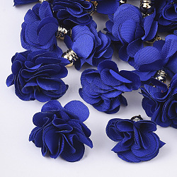 Украшения подвески из ткани, с акриловой фурнитурой, цветок, темно-синий, 25~30x28~35 мм, отверстие : 2 мм