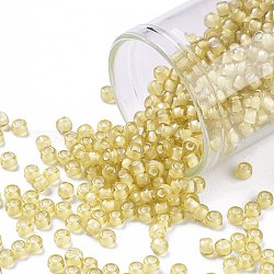 Toho perles de rocaille rondes, Perles de rocaille japonais, (948) intérieur couleur ambre / crème doublé, 8/0, 3mm, Trou: 1mm, environ 10000 pcs / livre