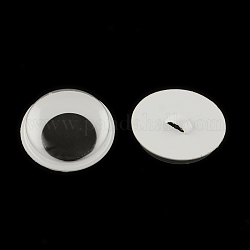 黒＆白のプラスチックウィグル動眼ボタンDIYのスクラップブック作り工芸品のおもちゃのアクセサリー  ブラック  18x5.5mm  穴：1mm