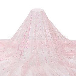 Tissu de dentelle de polyester, avec paillette, pour les accessoires de vêtements de bricolage, rose, 130x0.03 cm