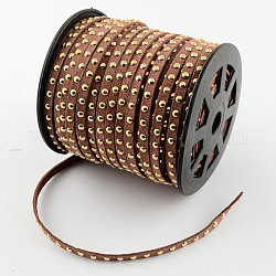 Faux Suede Cord, Faux Suede Lace, with Golden Alloy Rivet, for Punk Rock Jewelry Making, Coconut Brown, 6x2.5mm, 50yards/roll(150 feet/roll)