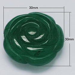 Natural Green Aventurine Beads, No Hole/Undrilled, Flower, Green, 30x30x13mm