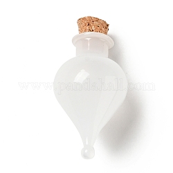Teardrop-Glaskorken-Flaschenverzierung, Glas leere Wunschflaschen, diy fläschchen für anhänger dekorationen, weiß, 3.6 cm