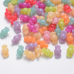 Perles en acrylique de gelée d'imitation, facette, candy, couleur mixte, 8.5x16x8.5mm, Trou: 1.8mm, environ 980 pcs/500 g
