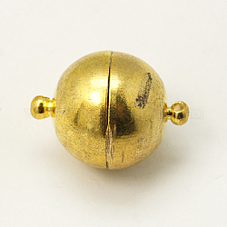 Латунные магнитные застежки с петлями, круглые, золотые, 16x10 мм, отверстие : 1.2 мм