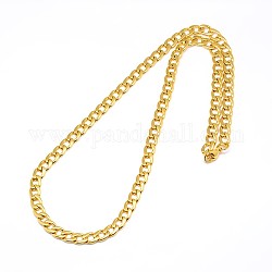Cadena de bordillo de 304 acero inoxidable / cadena trenzada collares, con cierre de langosta, dorado, 22 pulgada ~ 23 pulgadas (55.9~58.4 cm), 7mm