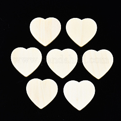 Forme de découpe de coeur en bois non fini, pour bricolage peinture ornement pendentifs de décoration de noël, blanc antique, 30x30x2mm