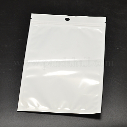 Sacchetti con chiusura a zip in pvc con film perlato, sacchetti per imballaggio risigillabili, con foro per appendere, guarnizione superiore, rettangolo, bianco, 19x11cm