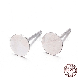 Accessoires de clous d'oreilles en 925 argent sterling, tiges de boucles d'oreilles avec 925 timbre, couleur d'argent, 11.5mm, Plateau: 6 mm, pin: 0.8 mm