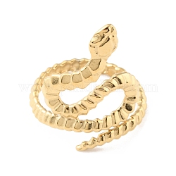 304 anneaux de manchette serpent en acier inoxydable, véritable 14k plaqué or, nous taille 7 1/4 (17.5mm)