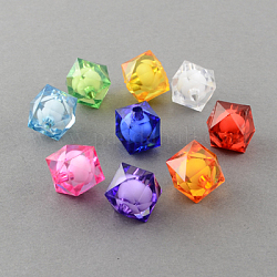 Perles en acrylique transparente, Perle en bourrelet, cube à facettes, couleur mixte, 8x7x7mm, Trou: 2mm, environ 200 pcs/50 g