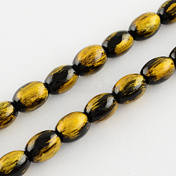Spray Painted Rice Glass Bead Strands, Goldenrod, 11x8mm, Hole: 1.5mm, about: 74pcs/strand, 31.6 inch