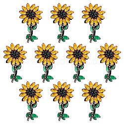 Sonnenblumen-Strassapplikationen, Kostüm-Zubehör, Basteln Dekoration nähen, golden, 73x43x6 mm