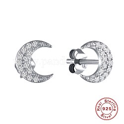 925 sterling silver borchie orecchio, con zirconi, luna, chiaro, platino