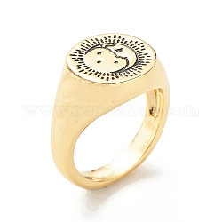Anello con sigillo in ottone per donna, oro, schema delle fasi lunari, 3.5~12.6mm, misura degli stati uniti 6 1/4 (16.7mm)