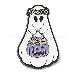 Épingle en émail fantôme sur le thème d'Halloween, Broche en alliage de zinc noir électrophorèse pour vêtements de sac à dos, citrouille, 30.5x20x1.5mm