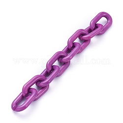 Chaîne de câble acrylique opaque faite à la main, ovale, violet, lien: 31x19.5x5 mm, environ 39.37 pouce (1 m)/fil